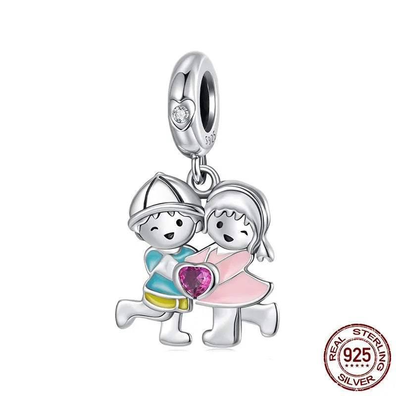 S925 sterling silver pendant bead charm with drip oil finish, 2.5cm height, 0.45cm aperture, for DIY jewellery making