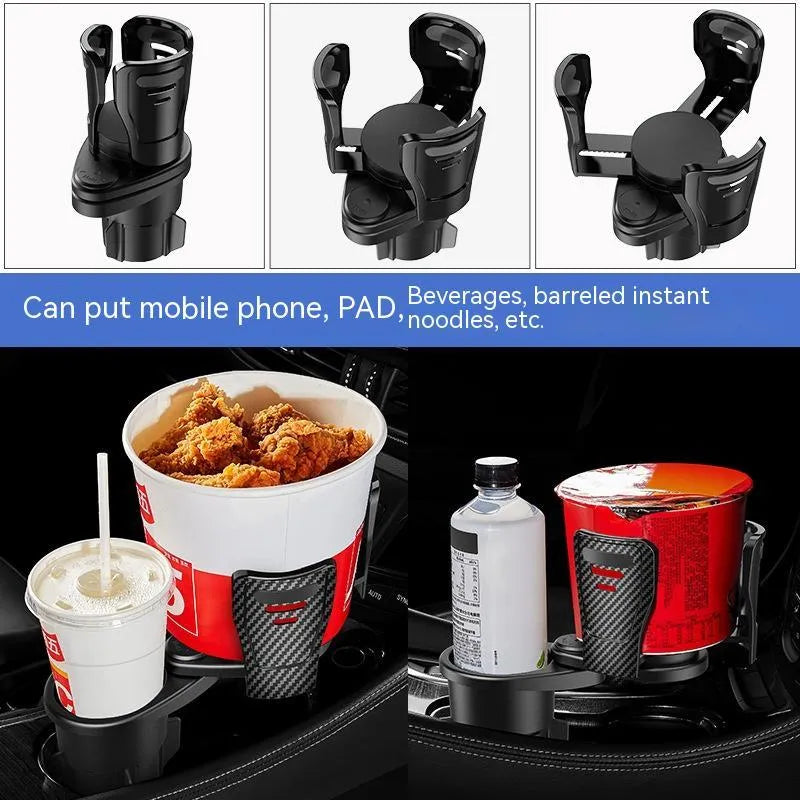Car cup holder modification kit in ABS plastic with carbon fibre finish