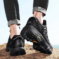 Men's outdoor climbing shoes in synthetic leather with round toe and shallow mouth cut