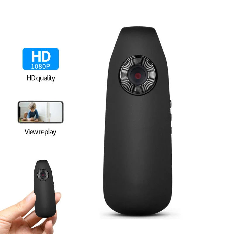 Mini HD 1080P video camera with one-click recording and motion detection