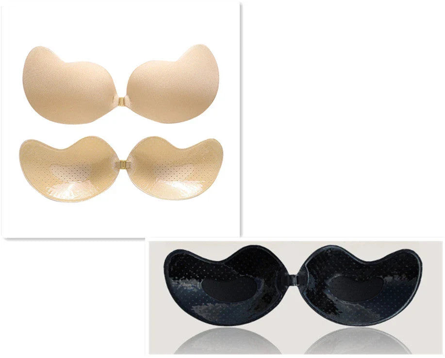 Invisible Lift Push-Up Bra in black and skin tone colors, designed for backless, strapless, and low-cut outfits