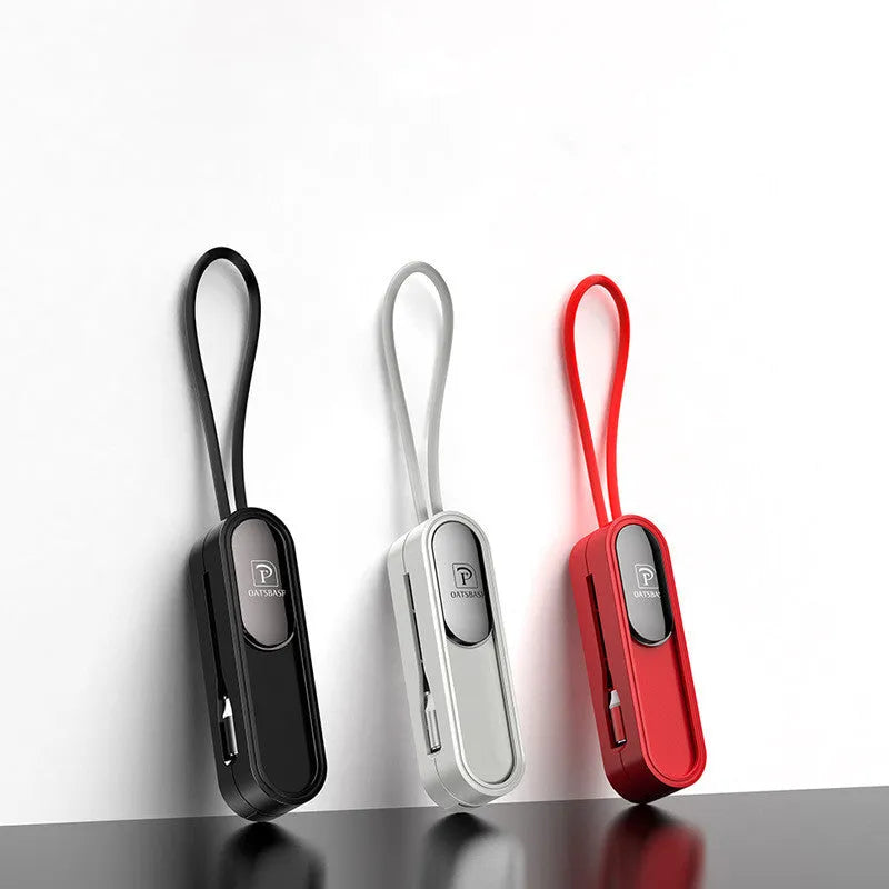Magnetic three-in-one mobile phone charging cable with three connector heads, 0.4 metre length