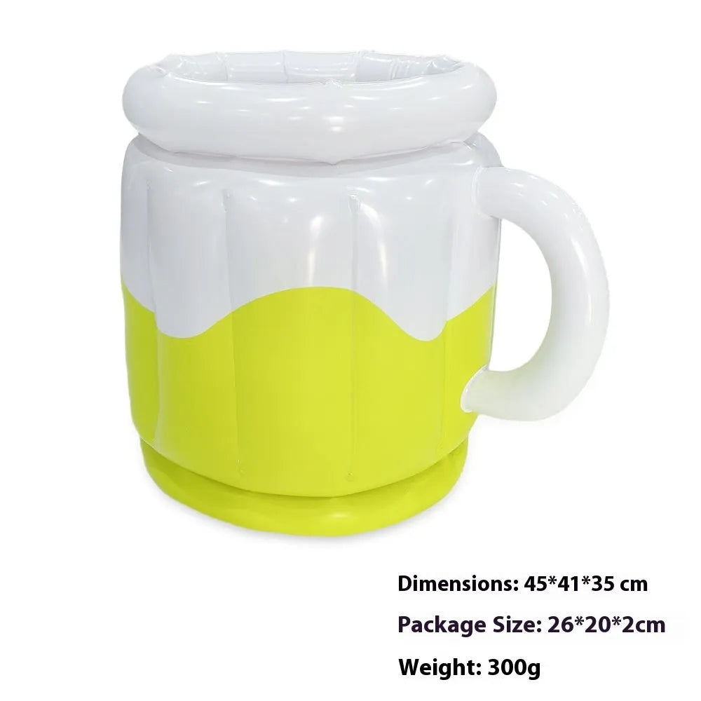 Yellow inflatable PVC ice bucket with beer steins design for parties and outdoor events