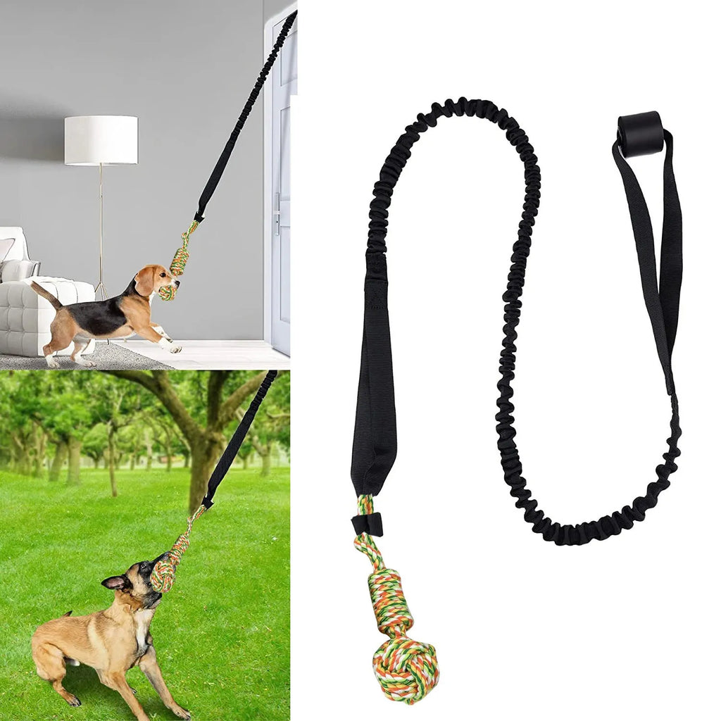 Cotton dog tug of war rope toy in black, grey, or red colours for aggressive chewers