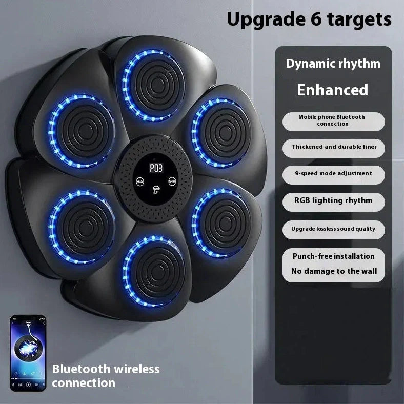 Black Bluetooth boxing target with wireless half-finger gloves for home fitness training