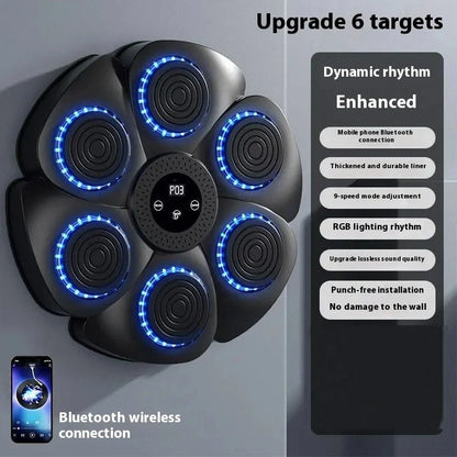 Black Bluetooth boxing target with wireless half-finger gloves for home fitness training