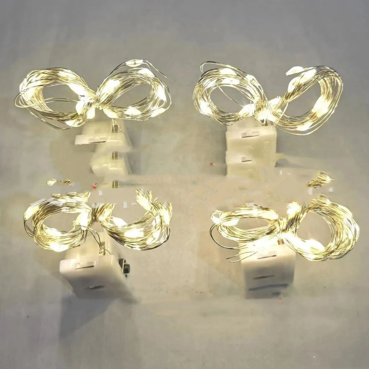LED copper wire light set 0.2m with four warm white lights three-gear button battery powered