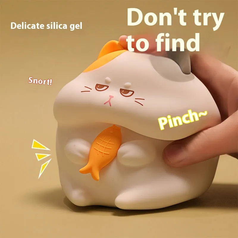 Greedy Cat cartoon desktop night light showing touch control and character design options