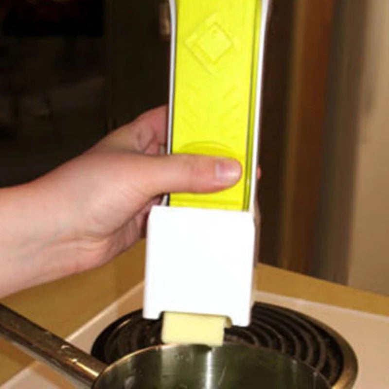 Yellow Stick Butter Cutter with stainless steel blades for easy slicing