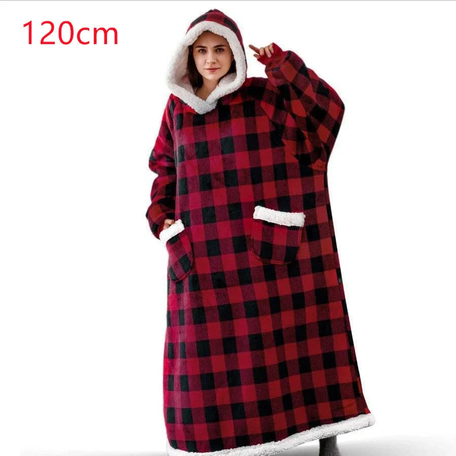 Cozy TV Hoodie Blanket in Variety of Colors - Plush Polyester Pullover with Front Pockets for Relaxation and Comfort