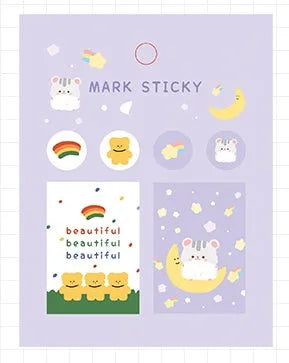PVC index stickers in twelve colours including cream, berry, and milkshake for notebook organisation