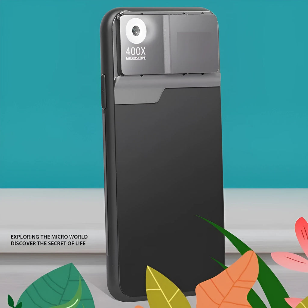 400X mobile phone microscope lens with aluminium alloy and black silver finish for iPhone compatibility