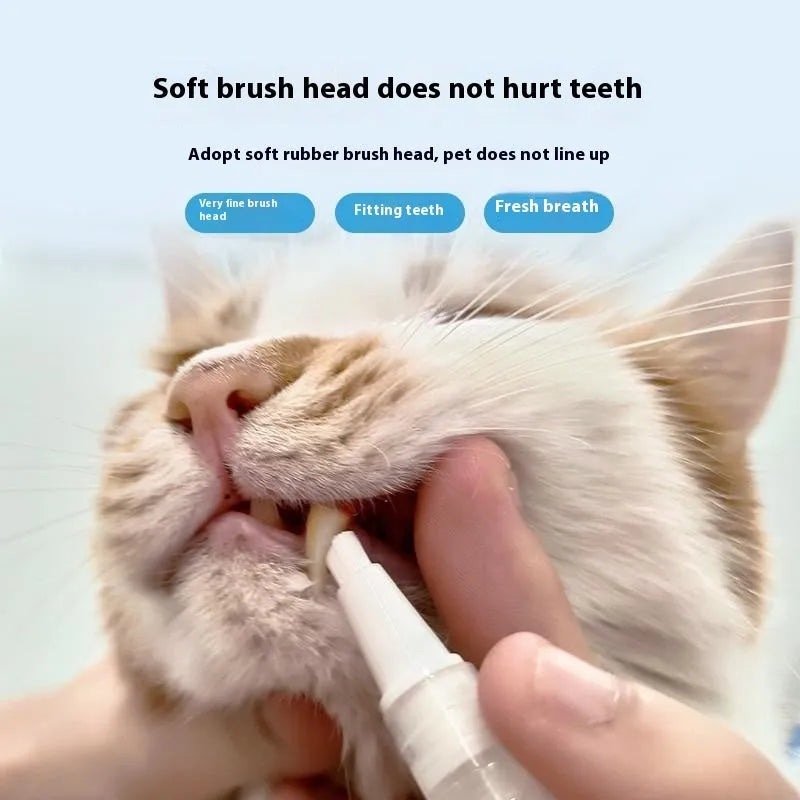 Pet toothbrush pen for dogs with built-in toothpaste dispenser