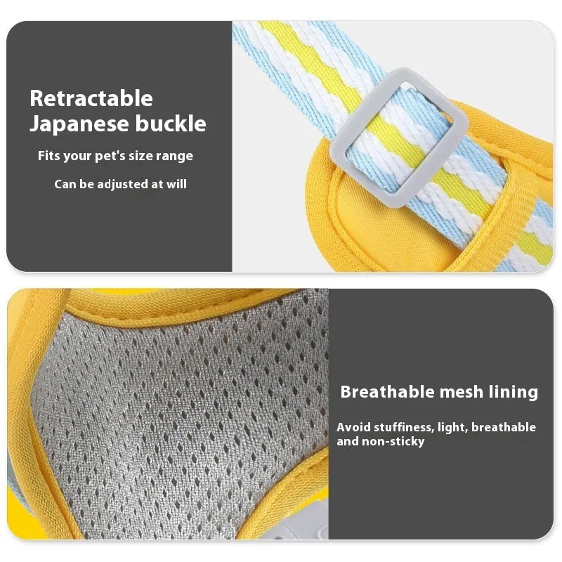 Explosion-proof anti-strangulation dog harness with attached rope in various colours.