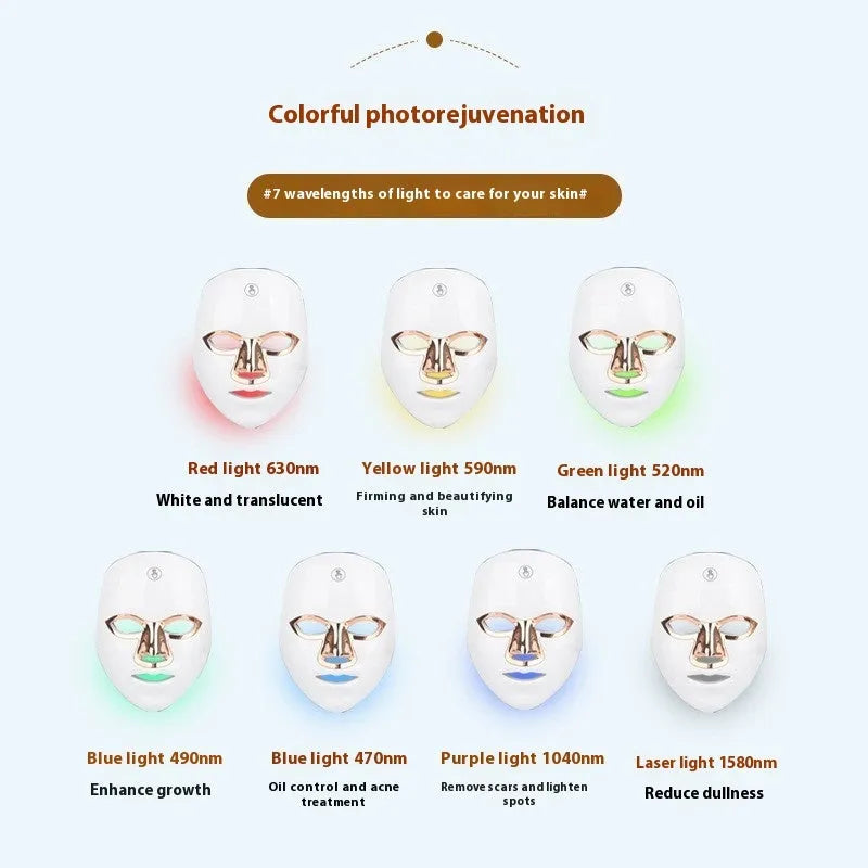 Rechargeable manual touch LED beauty mask in black golden edge, white golden edge, or white rose gold rim colour