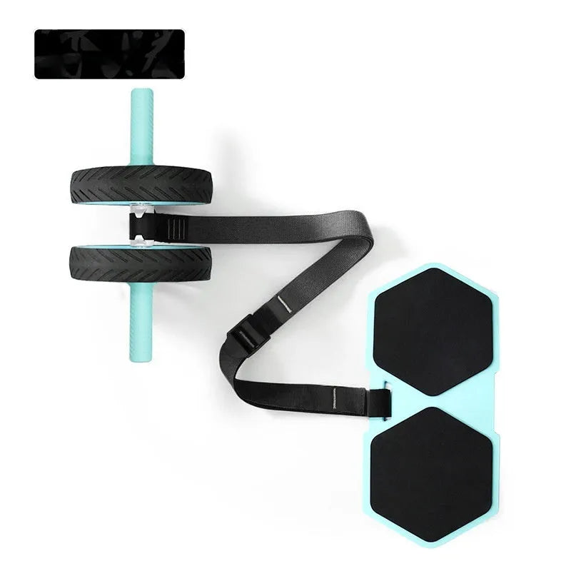 Abdominal wheel with automatic rebound in macaron pink and green colours for home fitness
