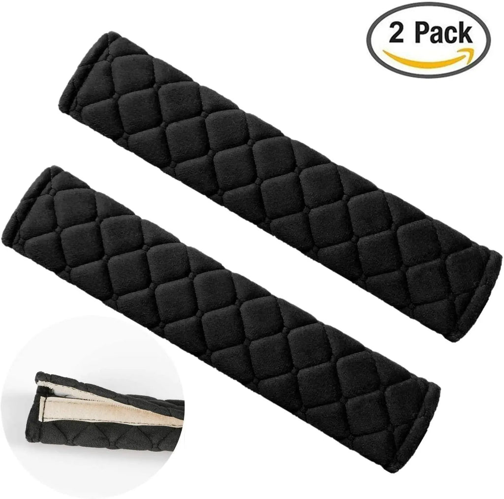 Car interior black cotton shoulder pad for children's seat belt, 26.5 x 6cm, two pads per pack