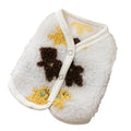 White Teddy bear printed Sherpa pet vest with button closure for small dogs and cats