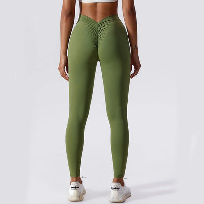 Slim yoga fitness pants in various colours with quick-dry nylon fabric and hip-lifting design