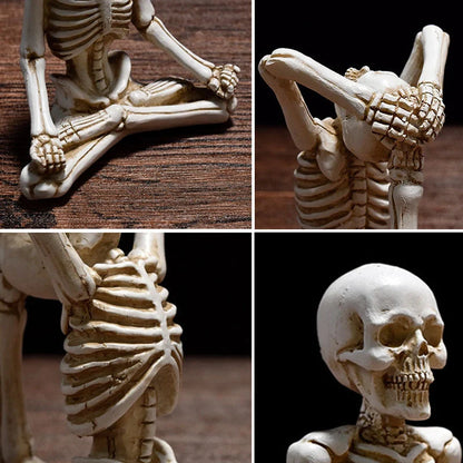 Halloween horror desktop decoration resin ornaments featuring detailed yoga skull skeletons
