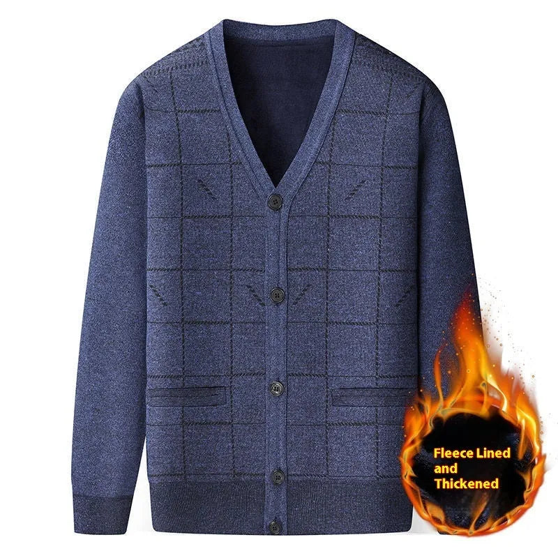 Men's plus-size polyester cardigan with batwing sleeves in grey and brown colour options