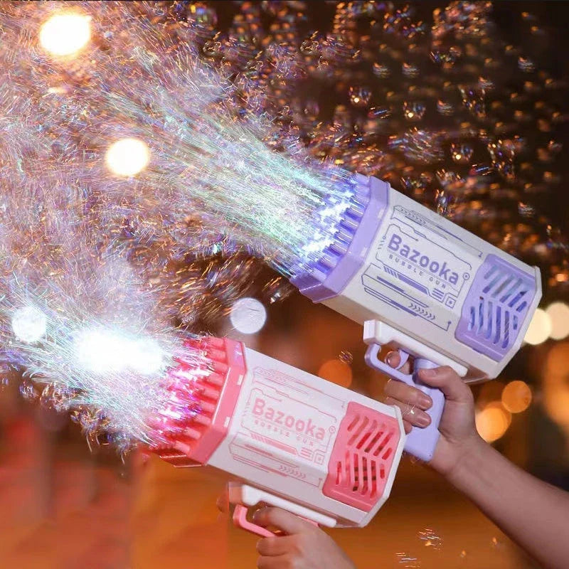 Bubble Blaster: 69-Hole Automatic Bubble Machine with Colorful Lights for Kids