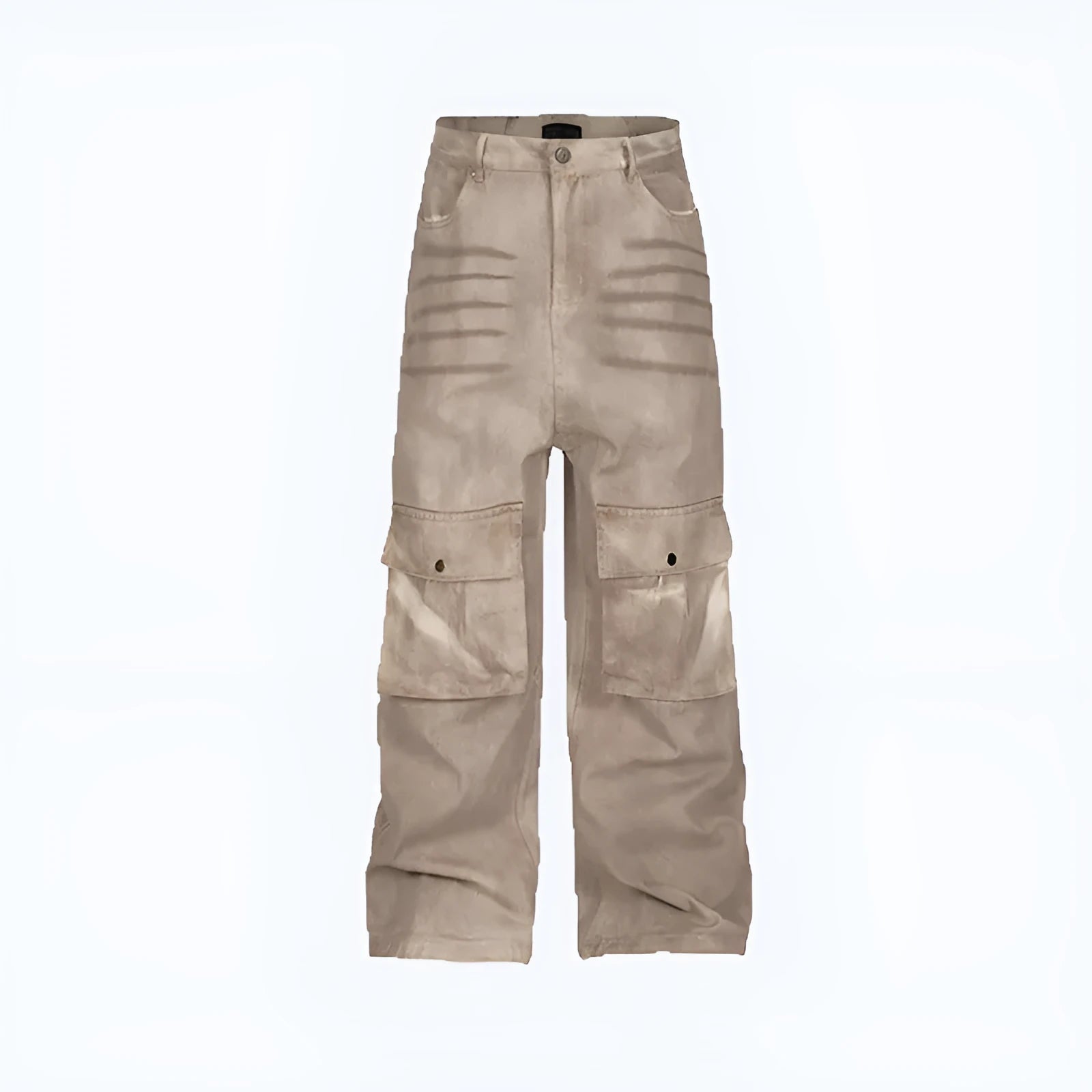 Marble Dark women's straight-leg loose casual trousers made from pure cotton denim on a mid-waist.
