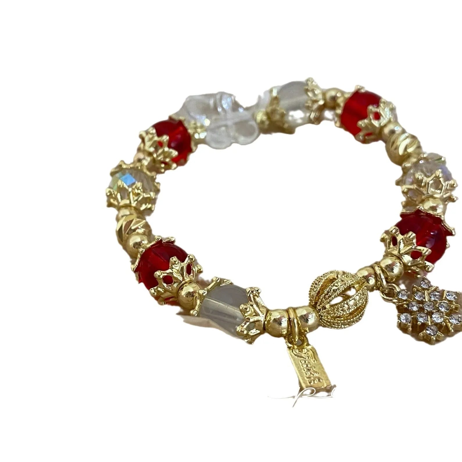 Women's galaxy colour bracelet with snowflake pendant and bow design elements
