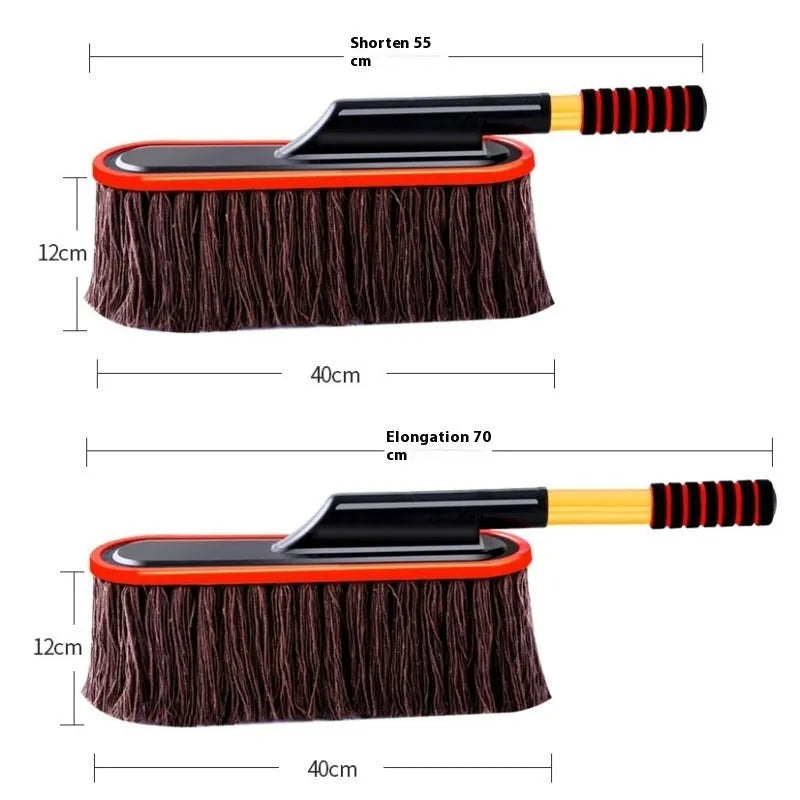 Telescopic wax duster car wash mop with alloy handle and brown line small telescopic mechanism