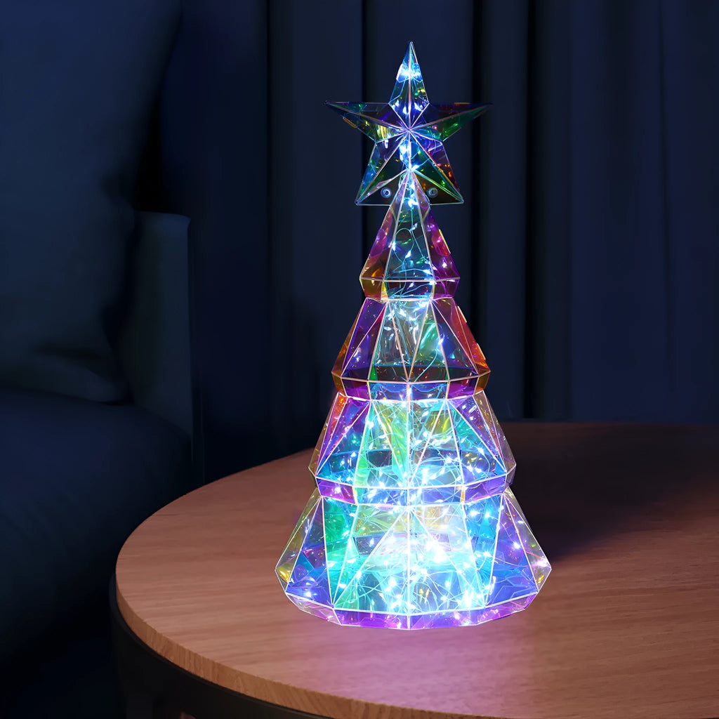 Colourful Christmas tree luminous toy decoration with cartoon style, 20cm tall