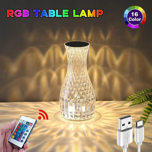 Vase Shape Atmosphere Crystal Lamp with remote control and USB charging
