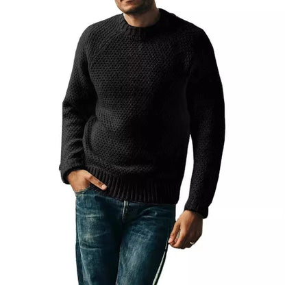 Men's winter knitted pullover sweater in extra coarse wool, available in multiple colours