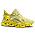 Men's flyknit mesh platform sneakers in solid colours with stitching details