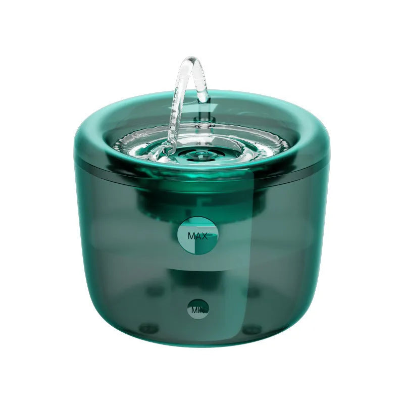 Grey automatic circulating filter water fountain for pets with USB power connection
