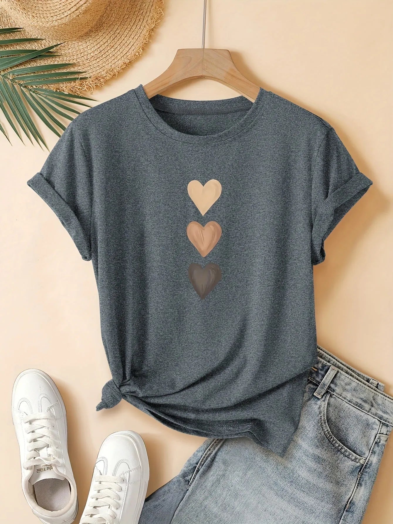 Women's pure cotton short sleeve round neck T-shirt in art retro Chinese style, showing colour options.