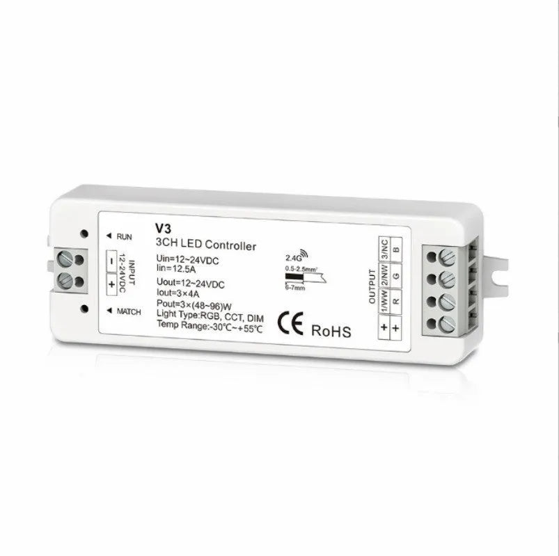 LED dimmer wireless RF switch 12V 24V 8A RGB controller remote control black