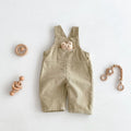 Boys' bear-style corduroy suspender overalls in apricot, solid colour, suitable for 73-100cm height