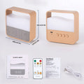 Wood grain remote control night lamp with warm white LED, 109x107x36mm, battery operated
