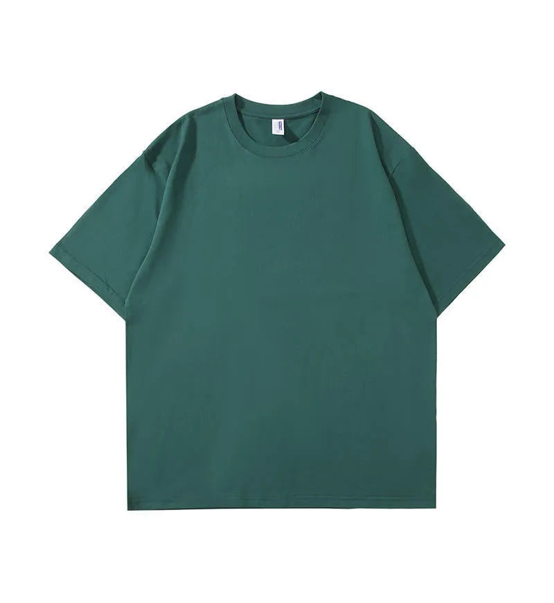 Heavy 240g cotton loose fit T-shirt in solid colours with short sleeves for summer