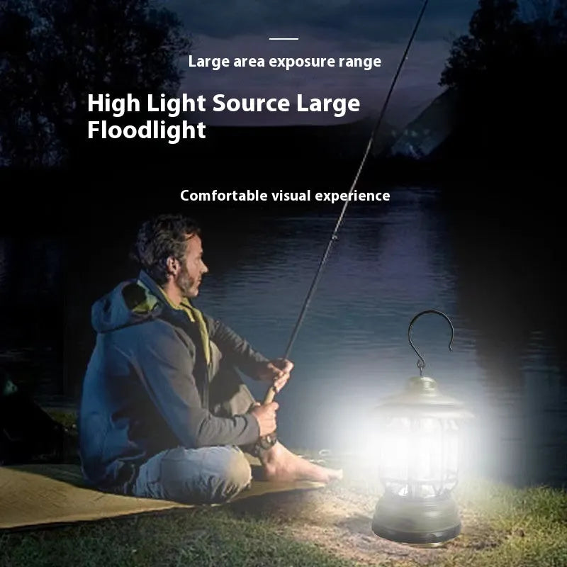 Portable camping lantern head lamp in dark green, black, or red with super bright light for outdoor use