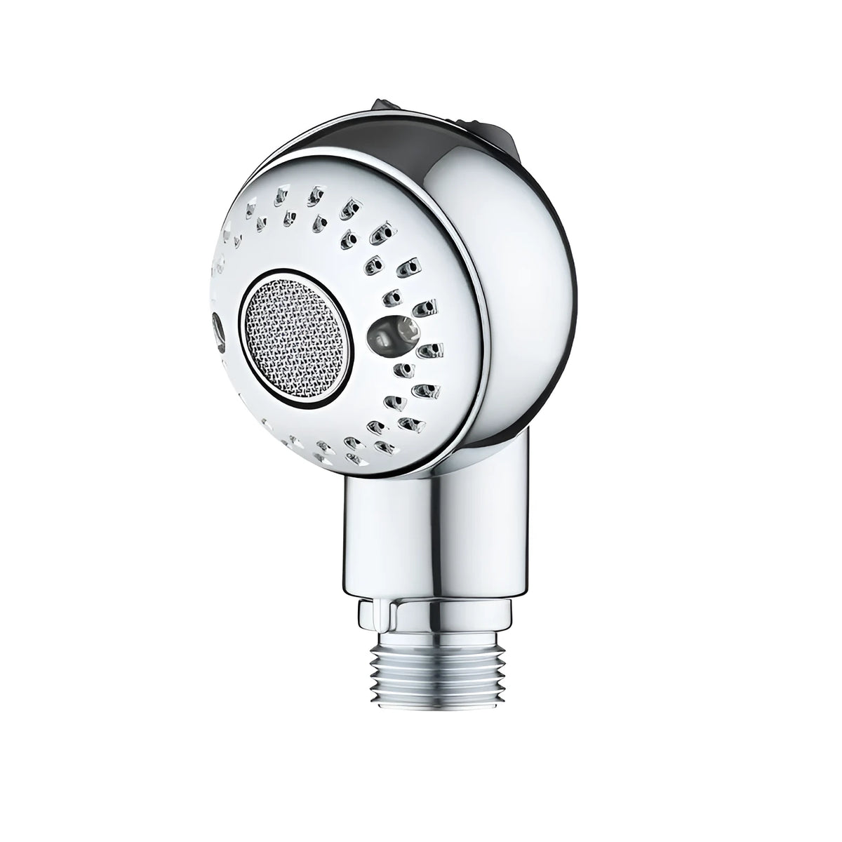 Silver ABS plastic handheld shower head for gentle pet and baby baths.