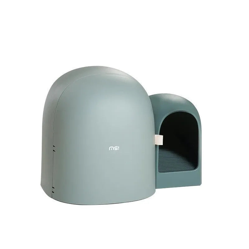 Fully enclosed oversized cat litter box in Aurora White, Moss Green, or Milk Tea colour