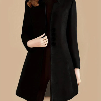 Women's slim-fit modal coat with rabbit fur fabric in army green colour, showing 40cm short length and Korean style cut