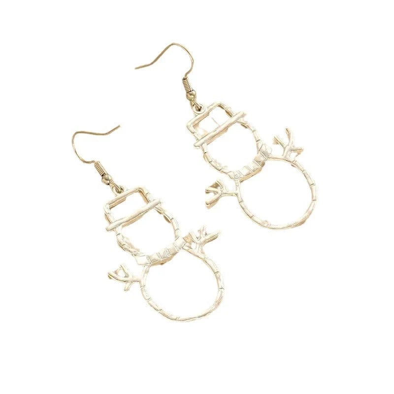 Personalized snowman earrings and pendant necklace for women, festive Christmas jewelry