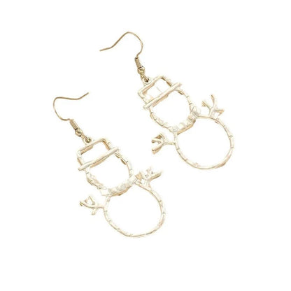 Personalized snowman earrings and pendant necklace for women, festive Christmas jewelry