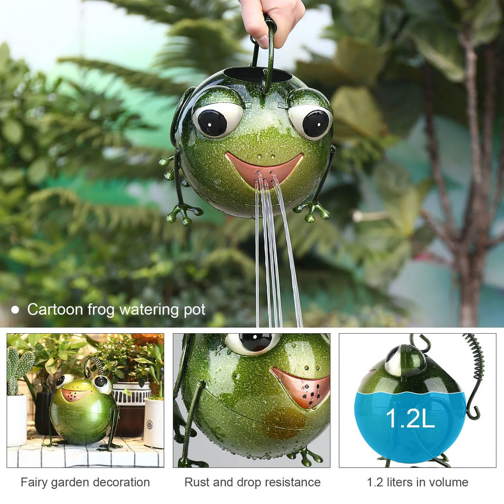 Creative cartoon iron frog watering pot wrought iron garden home decoration novelty watering can