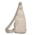 Soft brown PU leather women's crossbody messenger bag with an open front pocket and strap.