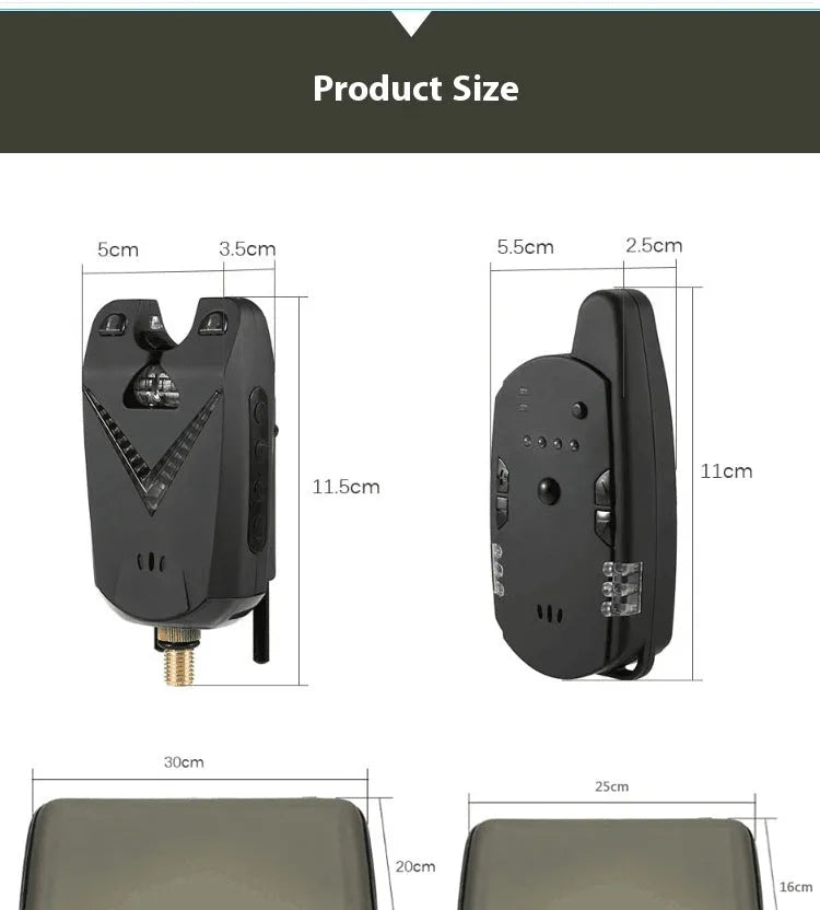 Wireless fishing electronic bite alarm with ABS plastic housing for multi-rod monitoring