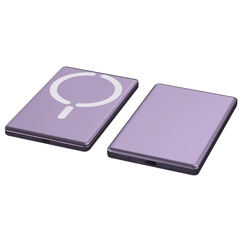 Ultra-thin 9mm magnetic power bank in aluminium alloy with 10000mAh capacity for iPhone wireless charging