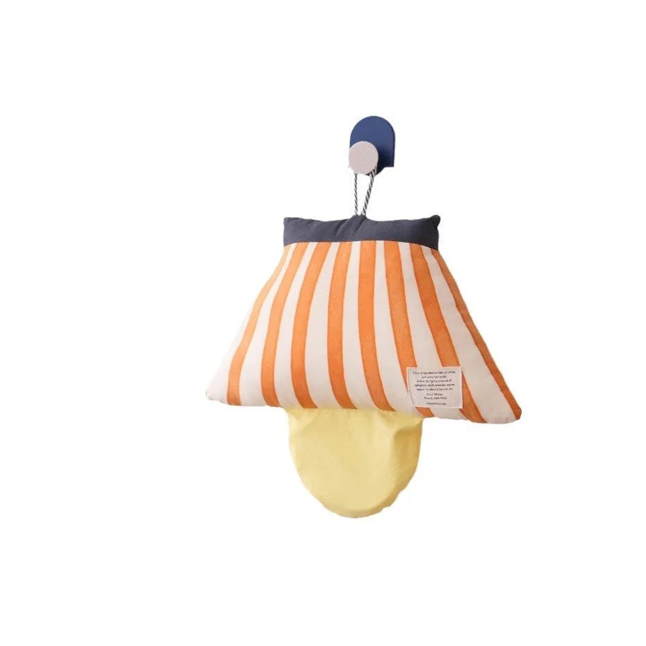 Geometric stereo mushroom bedside lamp with black and white stripes, for children's room